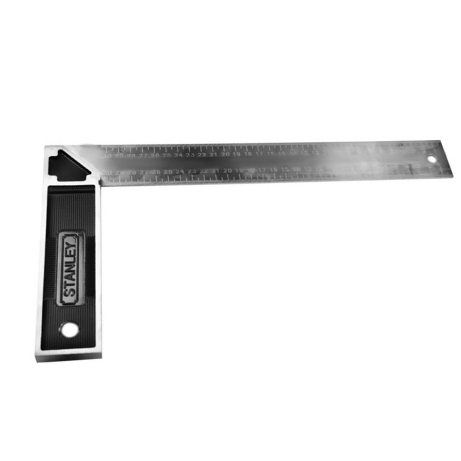 Stanley Carpenter Try Square E-46536 (300 mm) – Cast Zinc Handle, Stamped Metric/Imperial Graduations, Comfort Grip