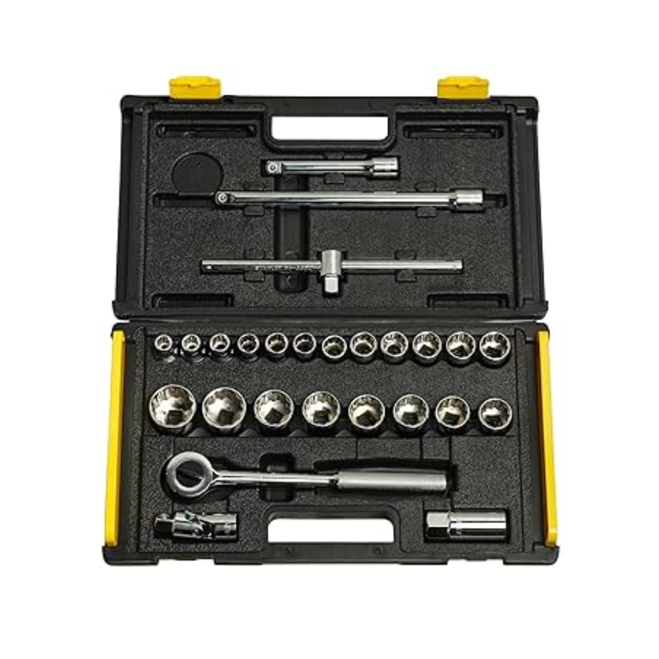 Stanley Metric Socket Set 86-477 27 Piece – 1/2 Inch Drive Ratchet & 12 Point Sockets – Dubai UAE