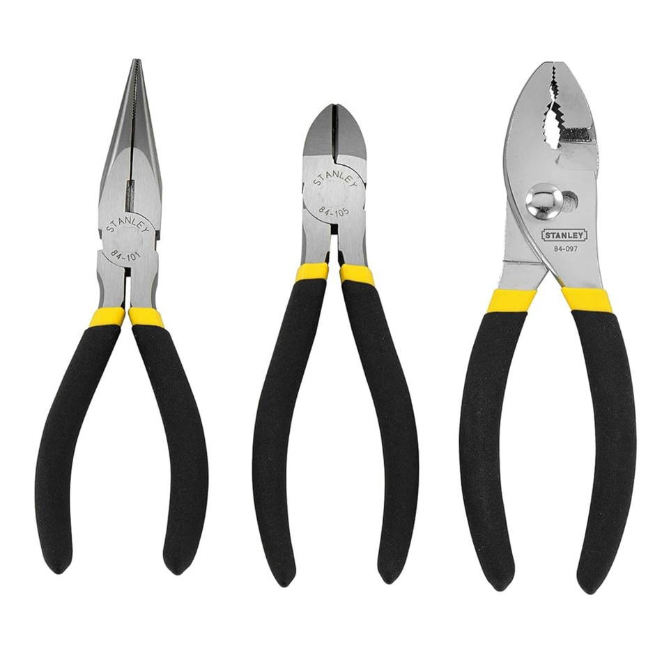 Stanley 0-84-114 3-piece 6″ plier set: slip joint, diagonal, long nose