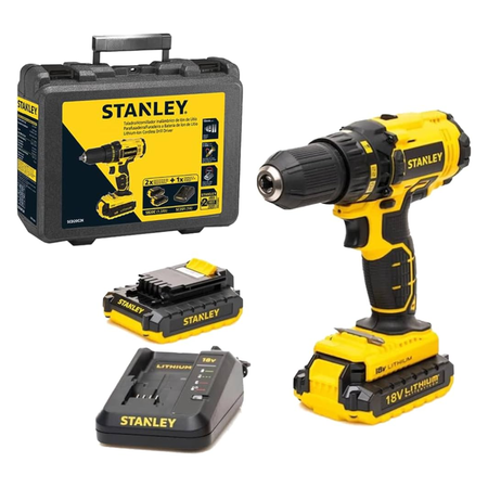 Stanley SCD20S2K-B5 18V cordless drill driver with 13mm keyless chuck