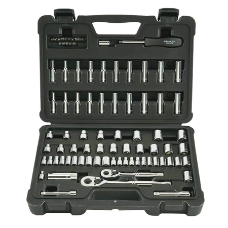 Chrome vanadium Stanley socket set with quick release ratchets Dubai